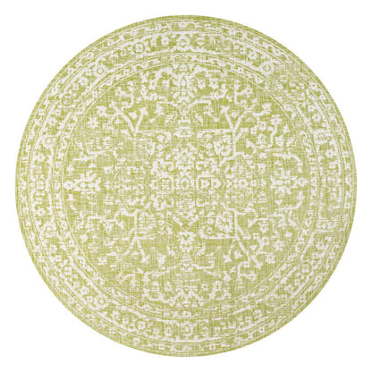 5' Green And Cream Round Medallion Indoor Outdoor Area Rug HomeRoots