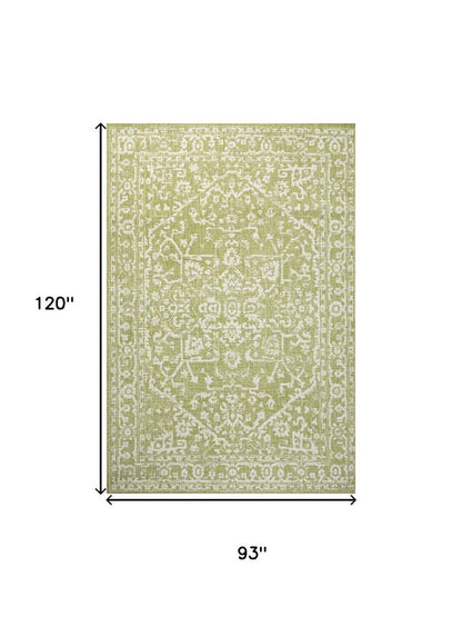 8' X 10' Green And Cream Medallion Indoor Outdoor Area Rug HomeRoots