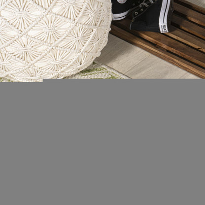 10' Cream And Green Medallion Indoor Outdoor Runner Rug