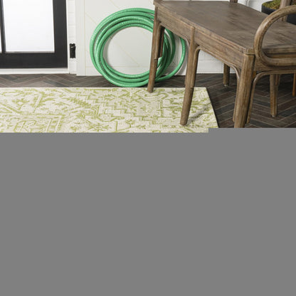 3' X 5' Cream And Green Medallion Indoor Outdoor Area Rug HomeRoots