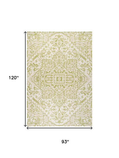 8' X 10' Cream And Green Medallion Indoor Outdoor Area Rug HomeRoots