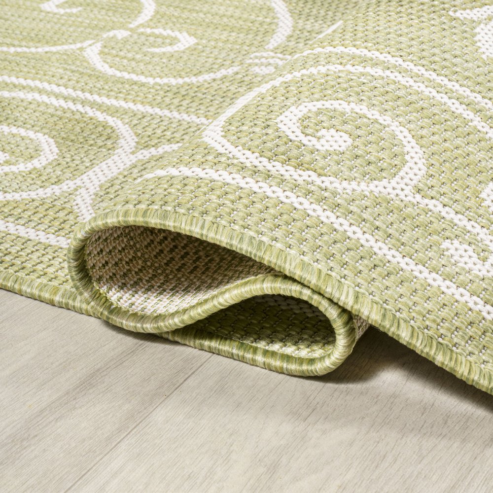 5' Green And Cream Round Medallion Indoor Outdoor Area Rug HomeRoots