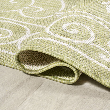 5' Green And Cream Round Medallion Indoor Outdoor Area Rug HomeRoots