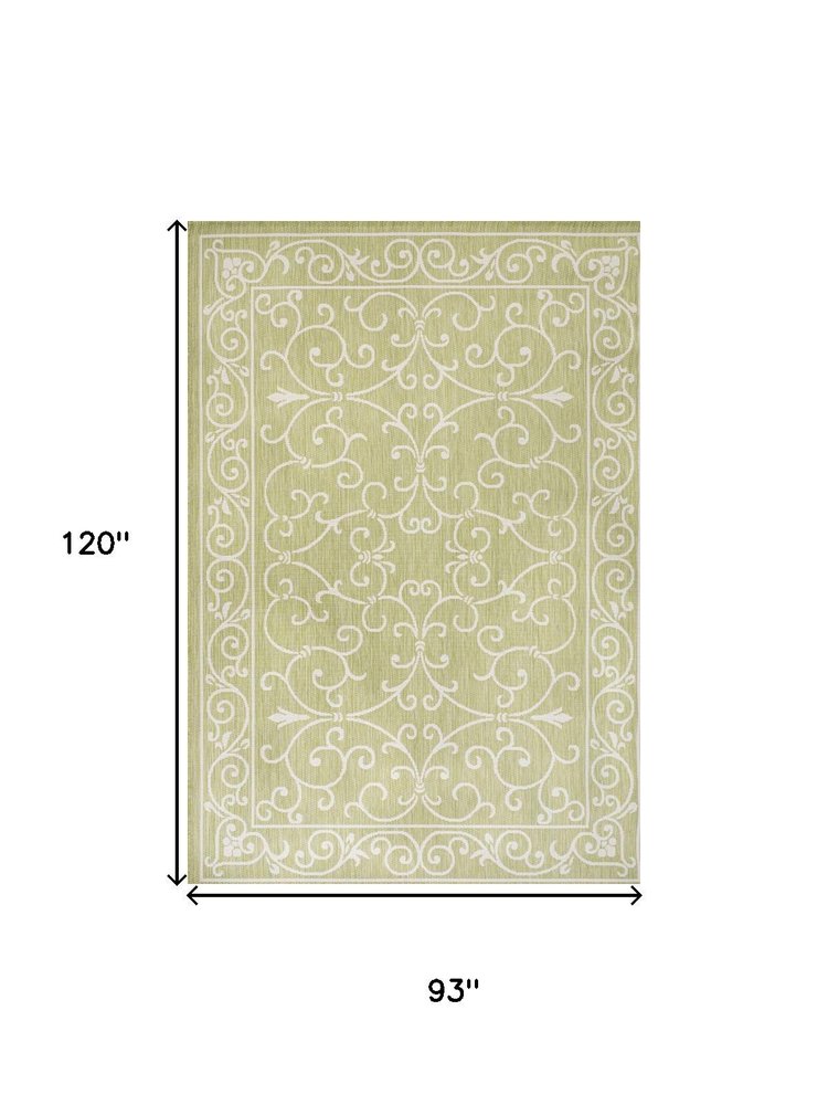8' X 10' Green And Cream Medallion Indoor Outdoor Area Rug HomeRoots