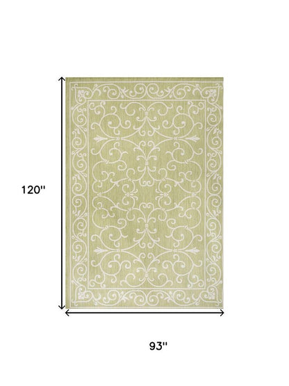 8' X 10' Green And Cream Medallion Indoor Outdoor Area Rug HomeRoots