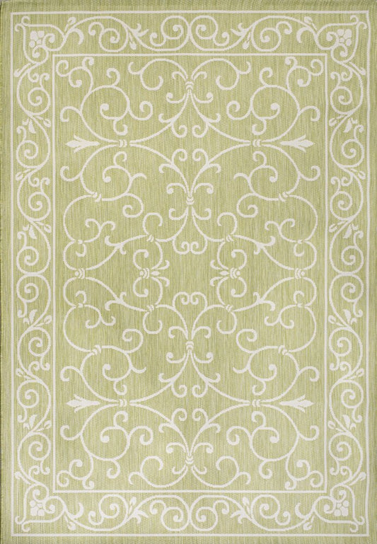 8' X 10' Green And Cream Medallion Indoor Outdoor Area Rug HomeRoots