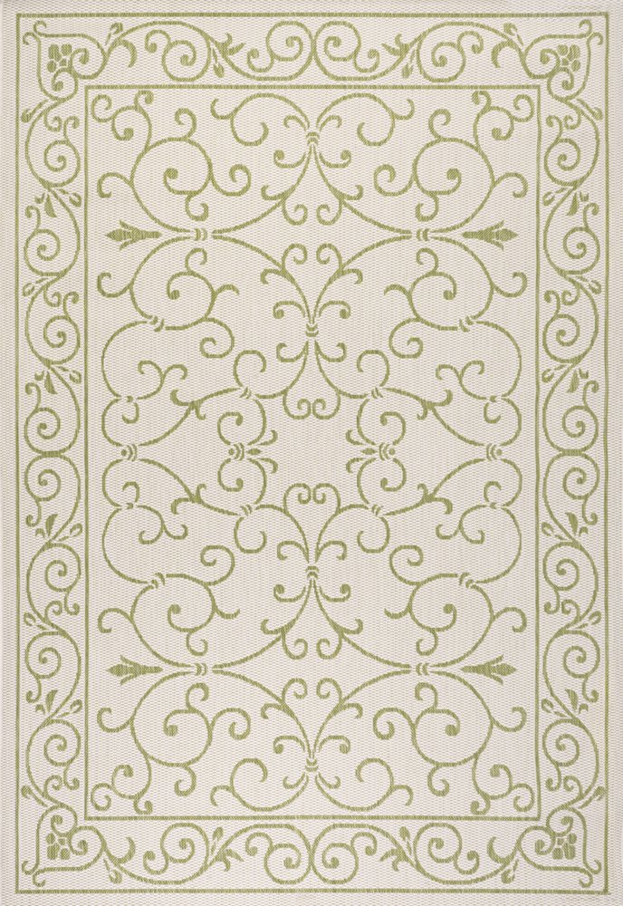4' X 6' Cream And Green Medallion Indoor Outdoor Area Rug HomeRoots