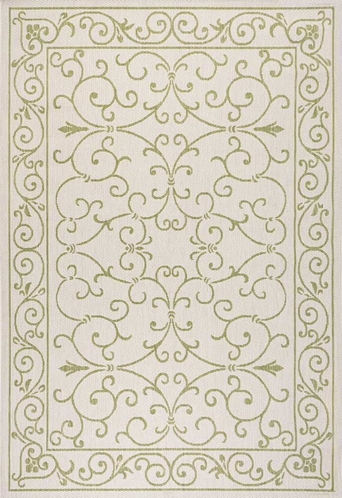 5' X 8' Cream And Green Medallion Indoor Outdoor Area Rug HomeRoots