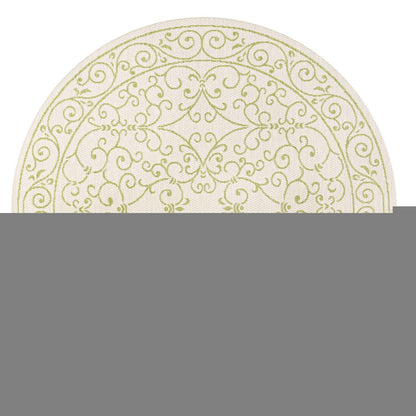 5' Cream And Green Round Medallion Indoor Outdoor Area Rug HomeRoots