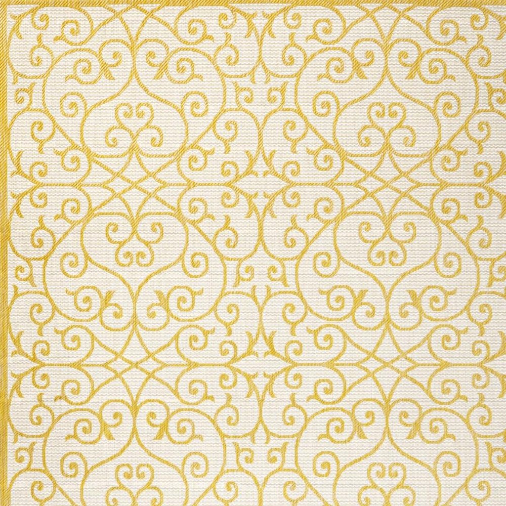 5' X 8' Cream And Yellow Geometric Indoor Outdoor Area Rug HomeRoots