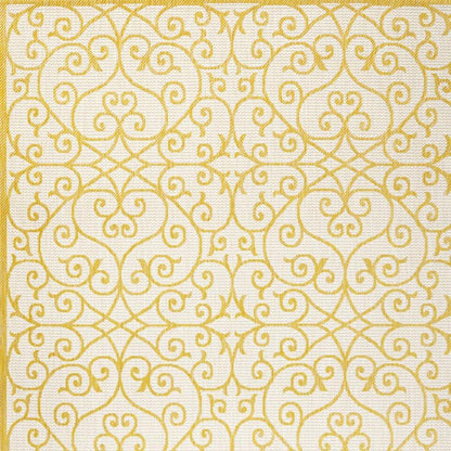 5' X 8' Cream And Yellow Geometric Indoor Outdoor Area Rug HomeRoots