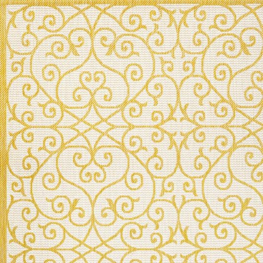 8' X 10' Cream And Yellow Geometric Indoor Outdoor Area Rug