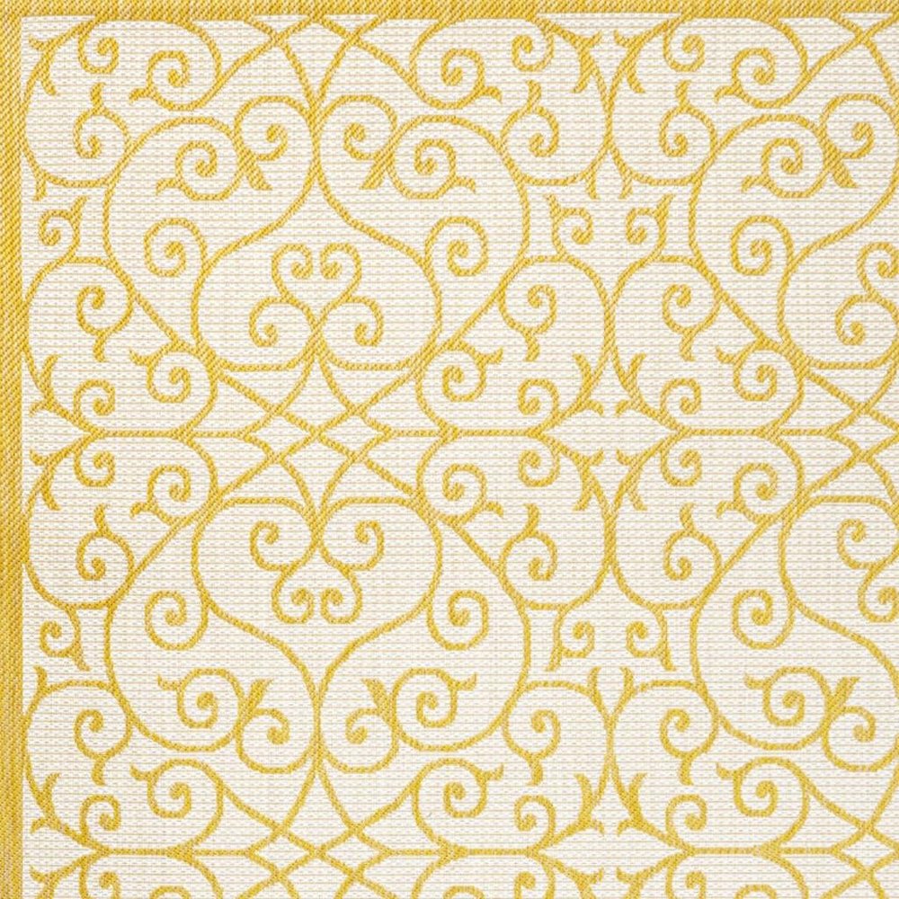 8' X 10' Cream And Yellow Geometric Indoor Outdoor Area Rug HomeRoots