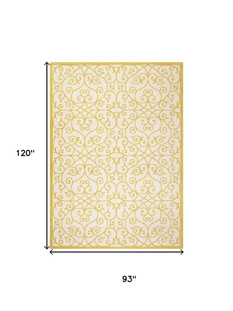 8' X 10' Cream And Yellow Geometric Indoor Outdoor Area Rug HomeRoots