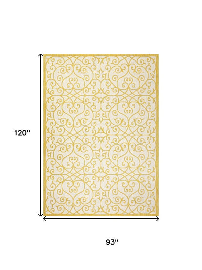 8' X 10' Cream And Yellow Geometric Indoor Outdoor Area Rug HomeRoots