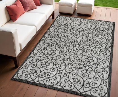 4' X 6' Light Gray And Black Geometric Indoor Outdoor Area Rug HomeRoots