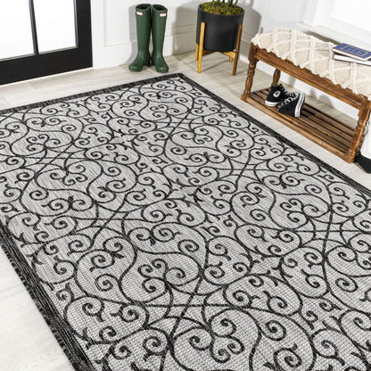 4' X 6' Light Gray And Black Geometric Indoor Outdoor Area Rug HomeRoots