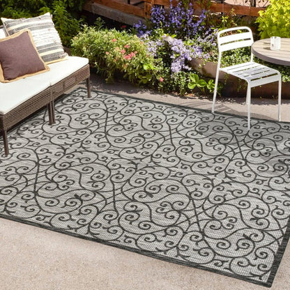 4' X 6' Light Gray And Black Geometric Indoor Outdoor Area Rug HomeRoots