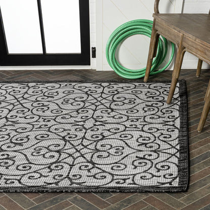 4' X 6' Light Gray And Black Geometric Indoor Outdoor Area Rug HomeRoots