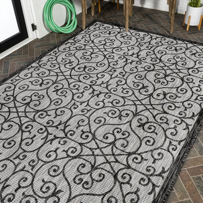 4' X 6' Light Gray And Black Geometric Indoor Outdoor Area Rug HomeRoots