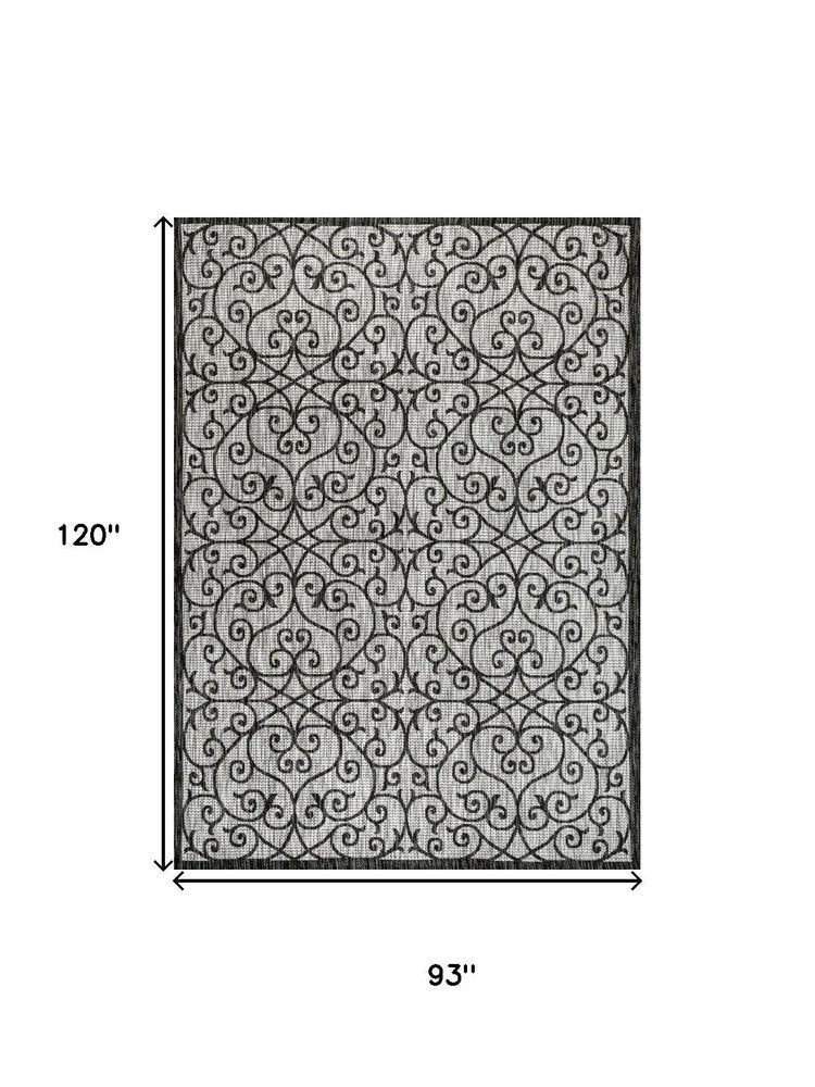 8' X 10' Light Gray And Black Geometric Indoor Outdoor Area Rug HomeRoots