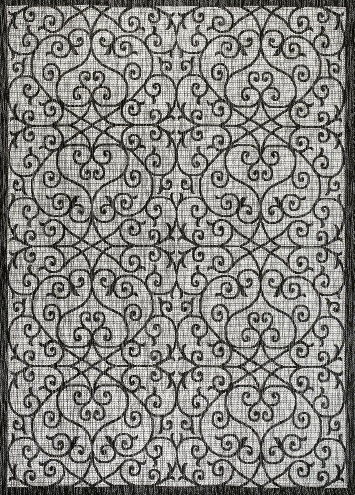 8' X 10' Light Gray And Black Geometric Indoor Outdoor Area Rug HomeRoots