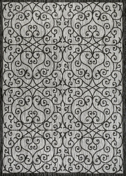 8' X 10' Light Gray And Black Geometric Indoor Outdoor Area Rug HomeRoots