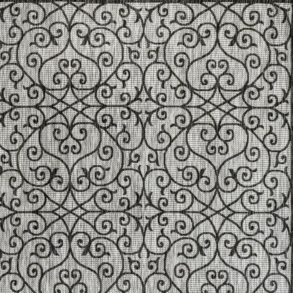 9' X 12' Light Gray And Black Geometric Indoor Outdoor Area Rug HomeRoots