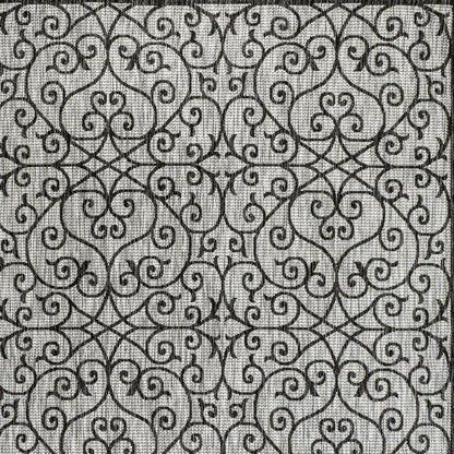 9' X 12' Light Gray And Black Geometric Indoor Outdoor Area Rug HomeRoots