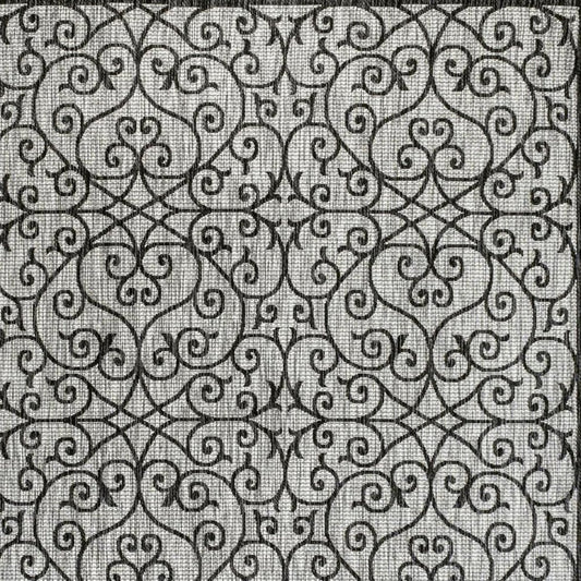 9' X 12' Light Gray And Black Geometric Indoor Outdoor Area Rug HomeRoots