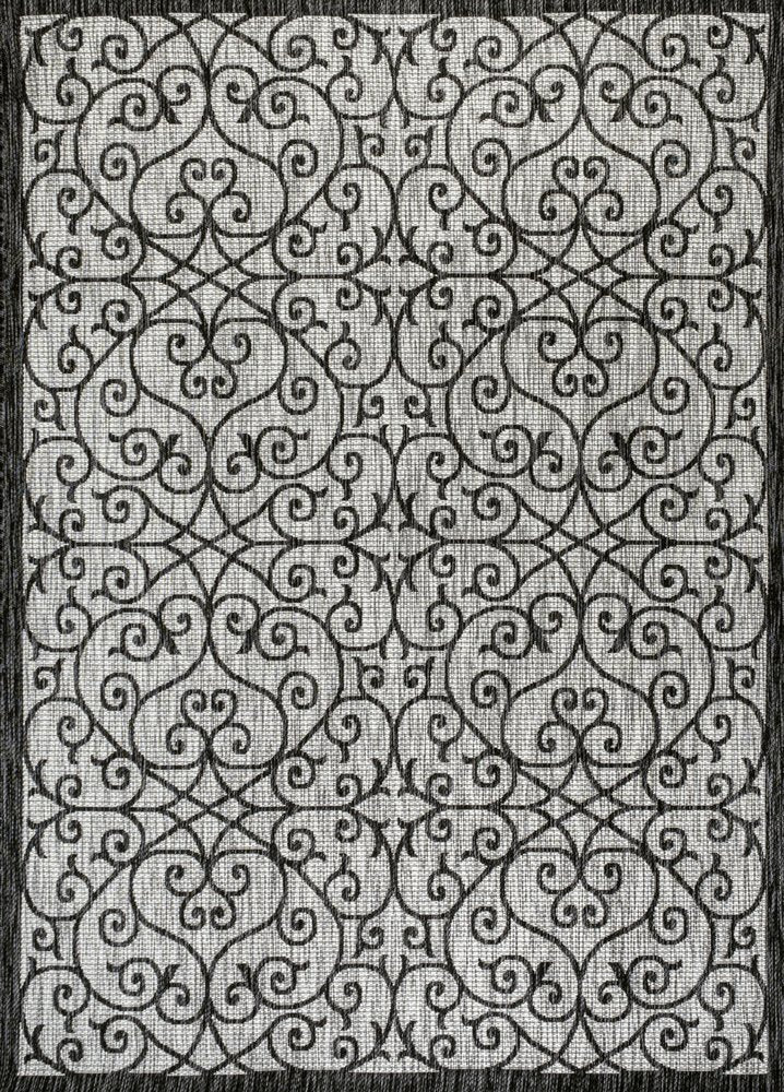 9' X 12' Light Gray And Black Geometric Indoor Outdoor Area Rug HomeRoots