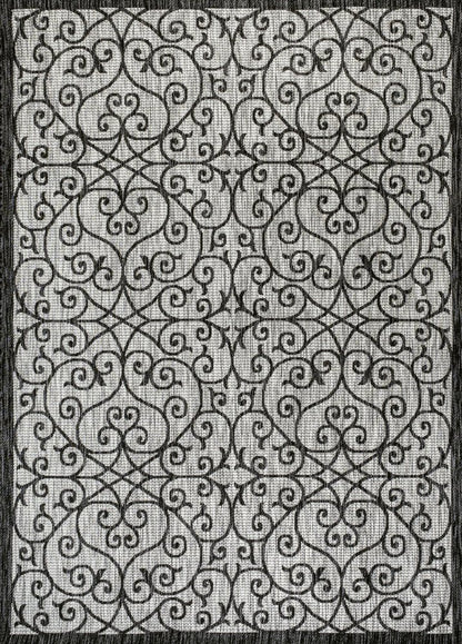 9' X 12' Light Gray And Black Geometric Indoor Outdoor Area Rug HomeRoots