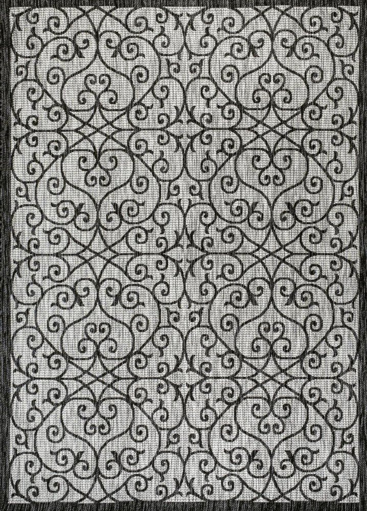 9' X 12' Light Gray And Black Geometric Indoor Outdoor Area Rug HomeRoots