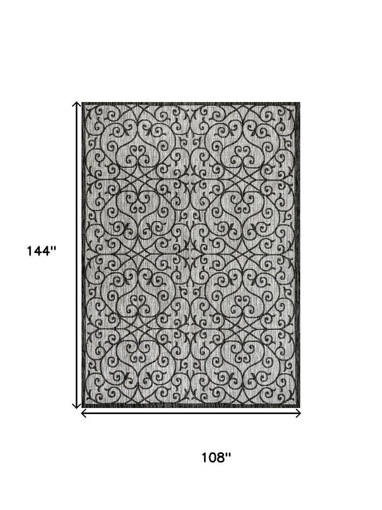 9' X 12' Light Gray And Black Geometric Indoor Outdoor Area Rug HomeRoots