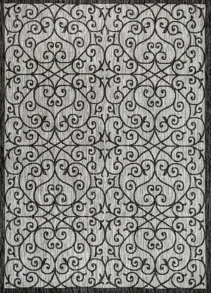 9' X 12' Light Gray And Black Geometric Indoor Outdoor Area Rug HomeRoots