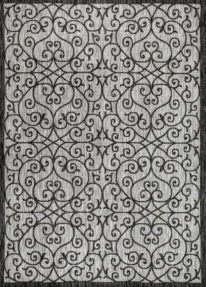 9' X 12' Light Gray And Black Geometric Indoor Outdoor Area Rug HomeRoots
