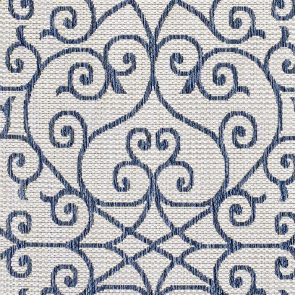4' X 6' Blue And Cream Geometric Indoor Outdoor Area Rug HomeRoots