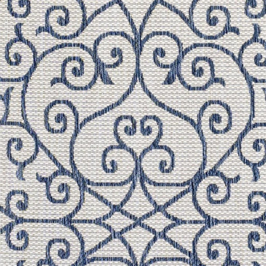 4' X 6' Blue And Cream Geometric Indoor Outdoor Area Rug HomeRoots