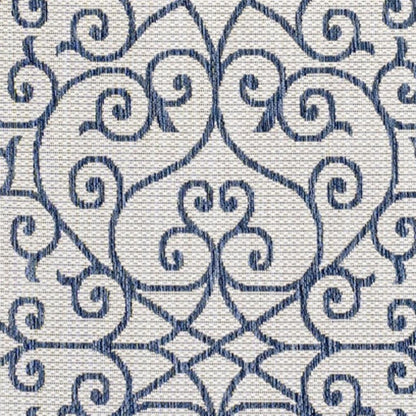 4' X 6' Blue And Cream Geometric Indoor Outdoor Area Rug HomeRoots
