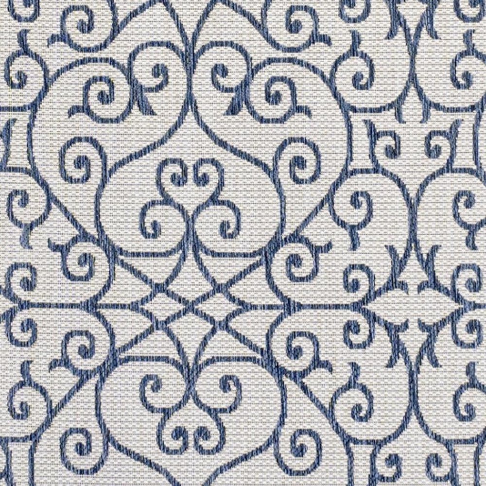 4' X 6' Blue And Cream Geometric Indoor Outdoor Area Rug HomeRoots