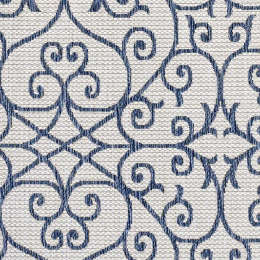 5' X 8' Blue And Cream Geometric Indoor Outdoor Area Rug HomeRoots