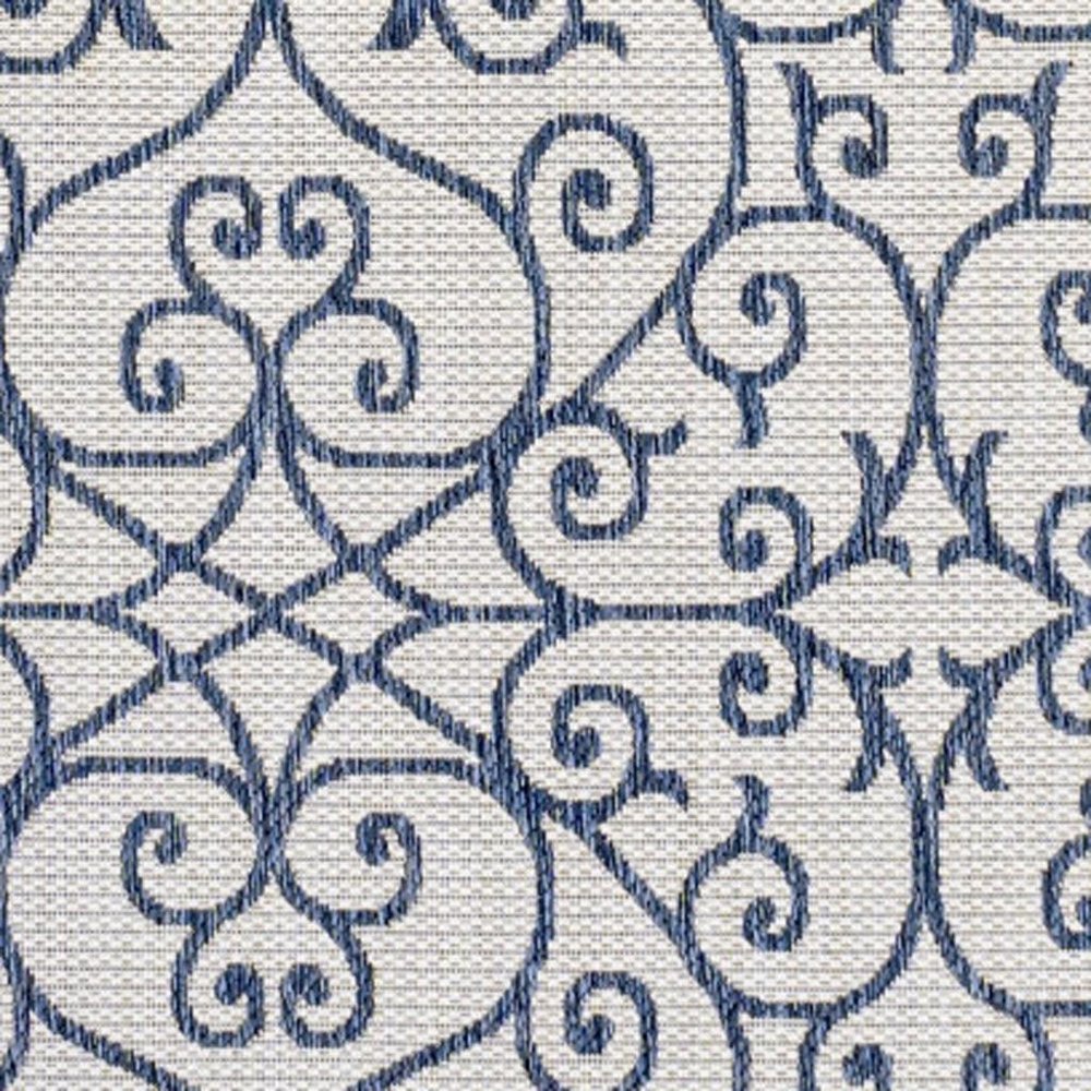 5' X 8' Blue And Cream Geometric Indoor Outdoor Area Rug HomeRoots