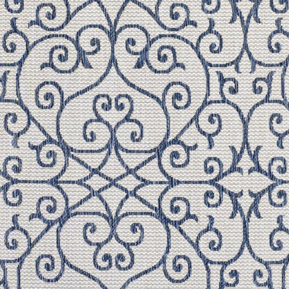 5' X 8' Blue And Cream Geometric Indoor Outdoor Area Rug HomeRoots