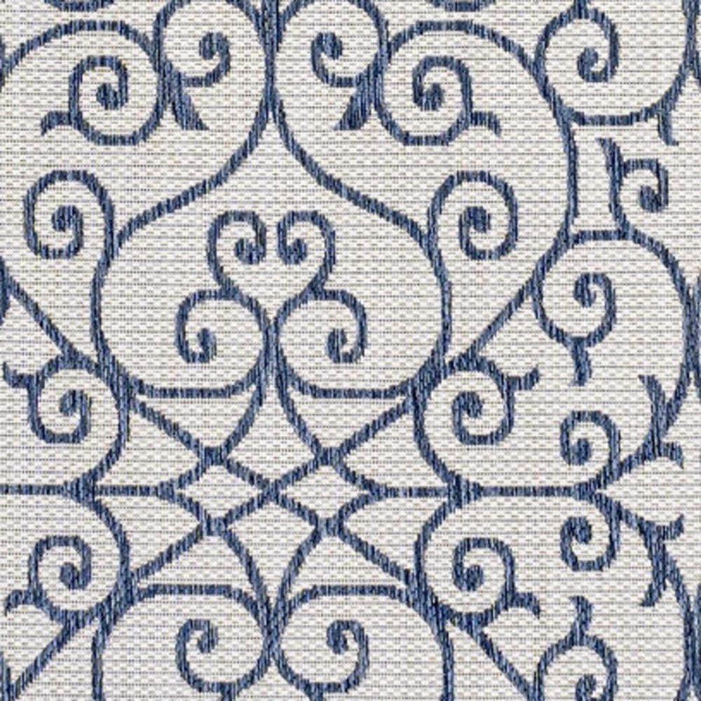 8' X 10' Blue And Cream Geometric Indoor Outdoor Area Rug HomeRoots