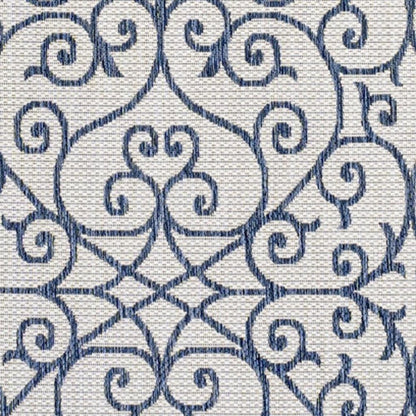 8' X 10' Blue And Cream Geometric Indoor Outdoor Area Rug HomeRoots