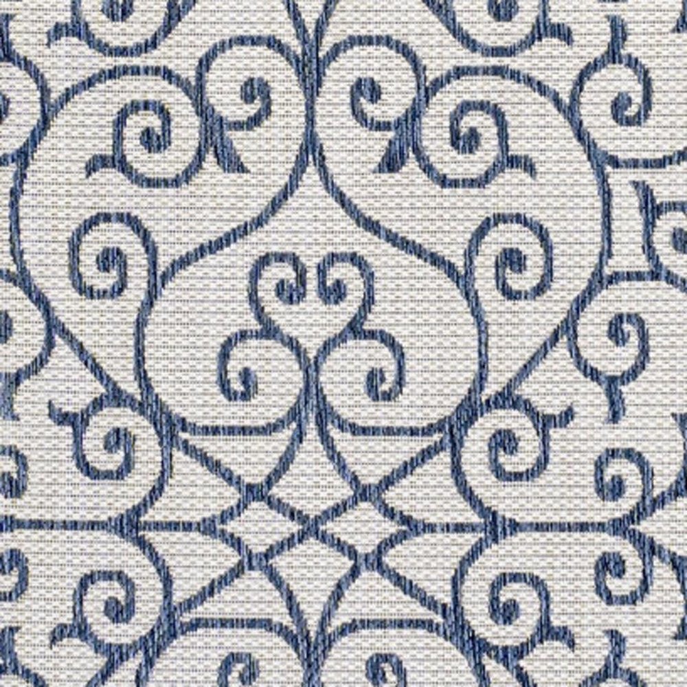 9' X 12' Blue And Cream Geometric Indoor Outdoor Area Rug HomeRoots