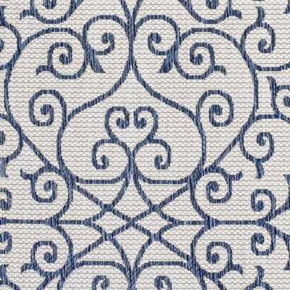 9' X 12' Blue And Cream Geometric Indoor Outdoor Area Rug HomeRoots