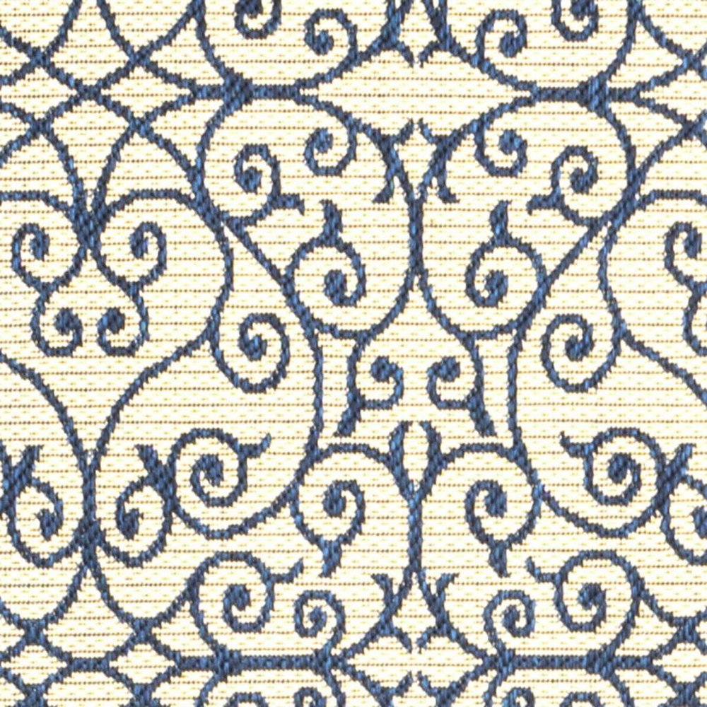 8' Navy Blue And Beige Geometric Indoor Outdoor Runner Rug HomeRoots
