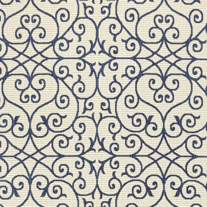 4' X 6' Navy Blue And Beige Geometric Indoor Outdoor Area Rug HomeRoots