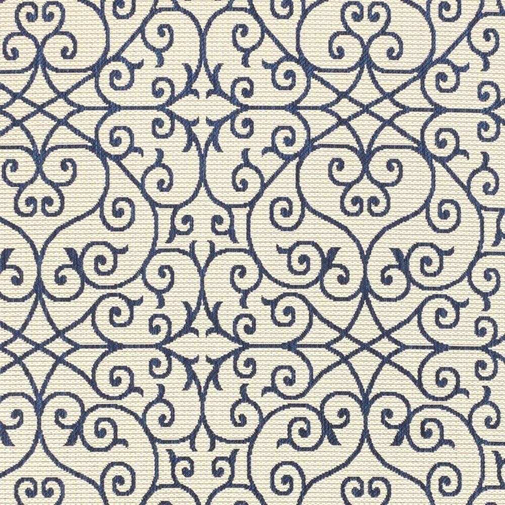 5' X 8' Navy Blue And Beige Geometric Indoor Outdoor Area Rug HomeRoots